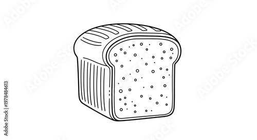 Simple black and white line drawing of a sliced loaf of bread showing the texture of the crust and inner crumb.