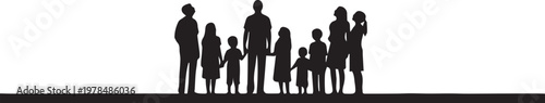 Family silhouette group standing together vector illustration unity and togetherness design