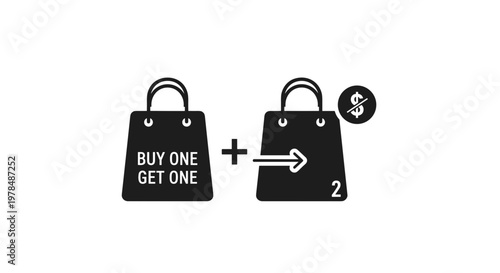 Shopping bag with buy one get one free.