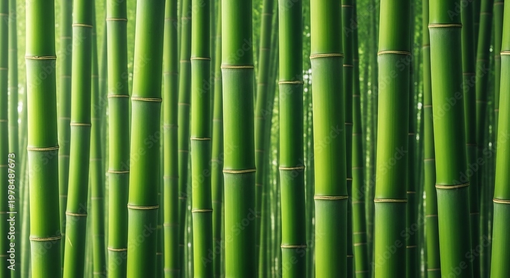 Obraz premium Vibrant Green Bamboo Forest Sunlight Pattern.