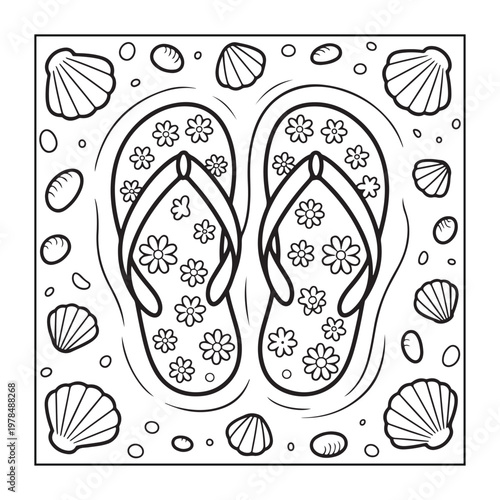 Hello, summer coloring pages for kids, teens, and adults. line art illustration.