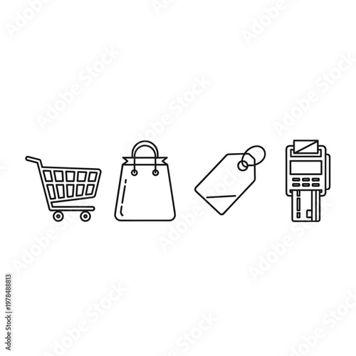 Shopping cart and payment icons.