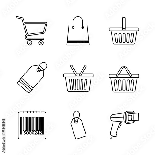 Shopping cart and retail icons 1.