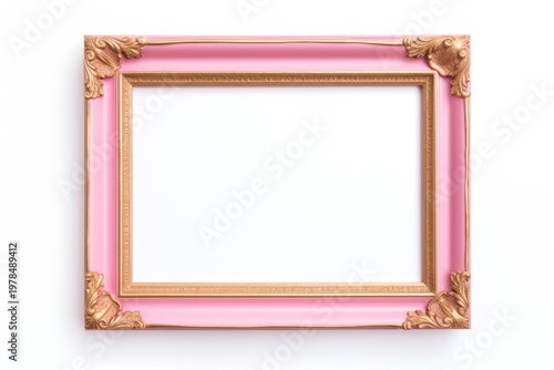 Pink gold frame vintage rectangle white background absence.