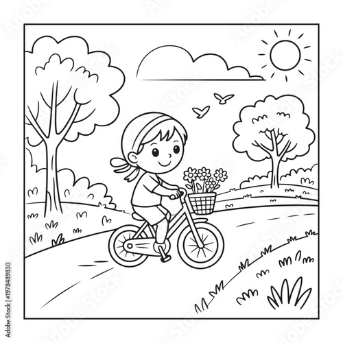 Hello, summer coloring pages for kids, teens, and adults. line art illustration.