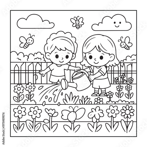 Hello, summer coloring pages for kids, teens, and adults. line art illustration.