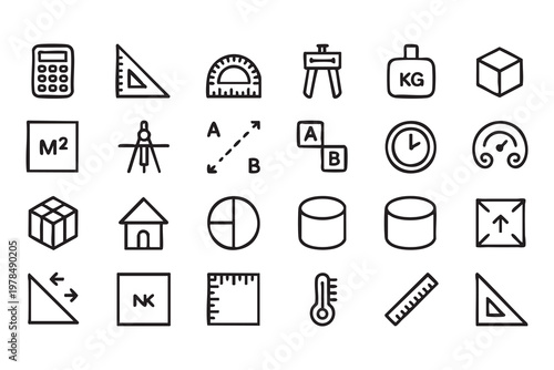 Geometry and Metric Unit Symbols Set for Educational and Design Use
