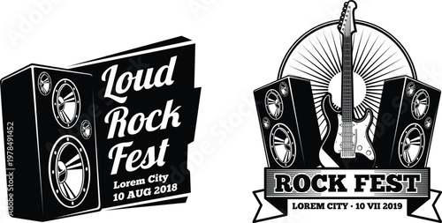 Loud rock fest poster featuring a heavy metal guitar and details for the event