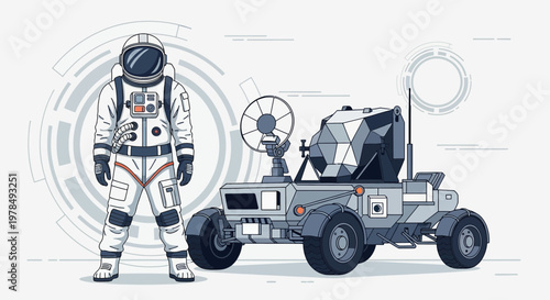 Astronaut and lunar rover exploring space future of planetary exploration and scientific discovery