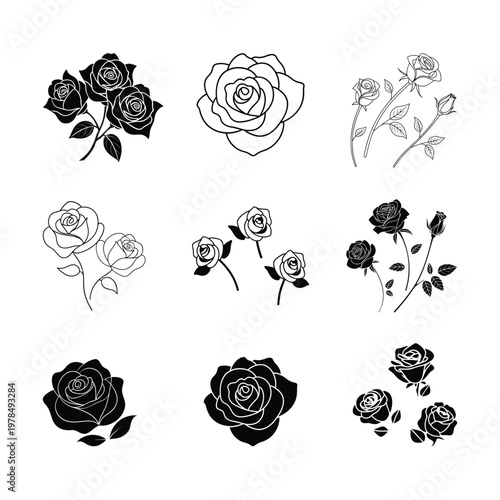 Elegant Rose Continuous Line Drawing Collection for Minimal Floral Design
