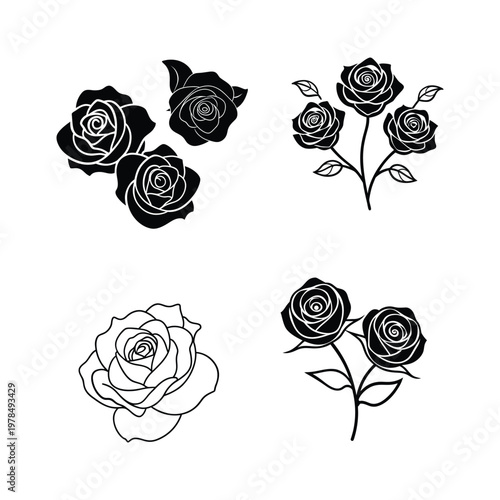 Elegant Rose Continuous Line Drawing Collection for Minimal Floral Design