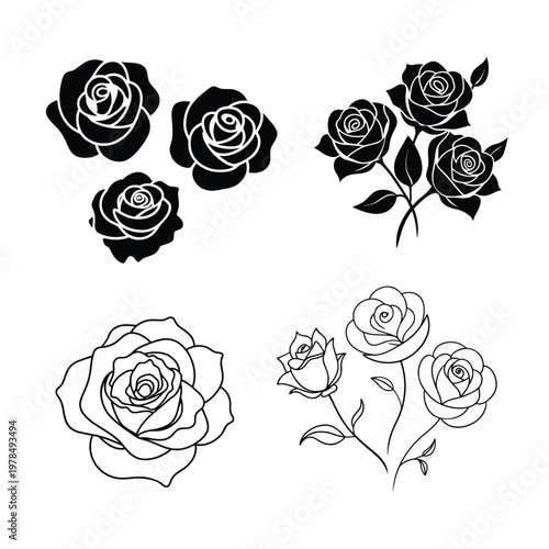 Elegant Rose Continuous Line Drawing Collection for Minimal Floral Design