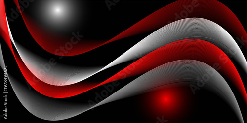 Neon flowing wavy lines on black background. Abstract sound wave design for ai concept, equalizer, audio record, voice assistant. Blue, pink orange gradient curve stripes. Vector wallpaper