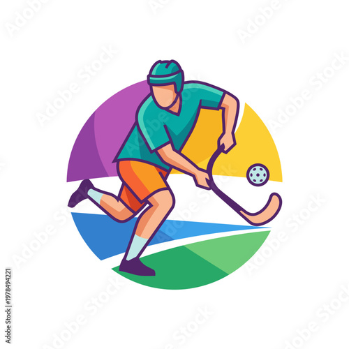 Floorball player in action, a dynamic illustration of sports and athleticism