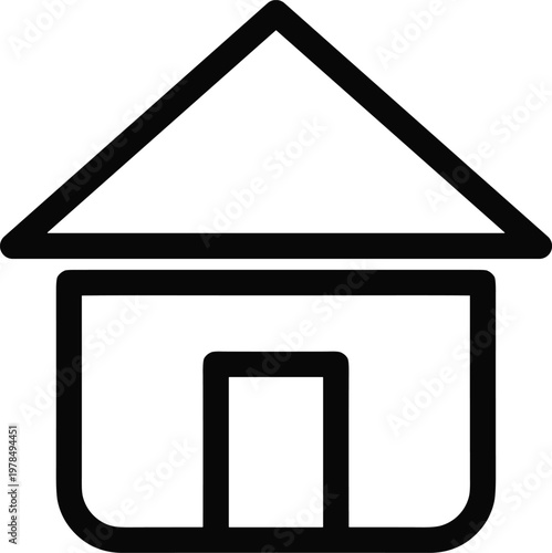 Simple house outline icon minimal line vector symbol representing home property real estate building for web interface design