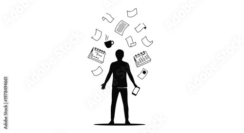 person overwhelmed by paperwork and documents
