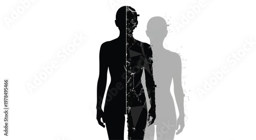 split personality concept with silhouette of woman