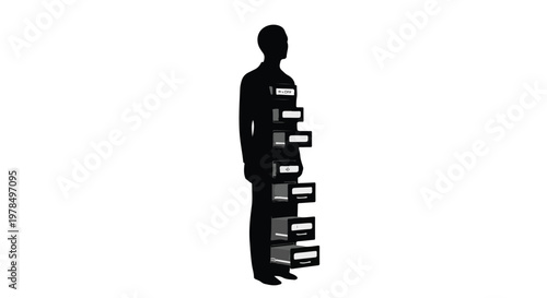 man holding multiple file boxes standing tall
