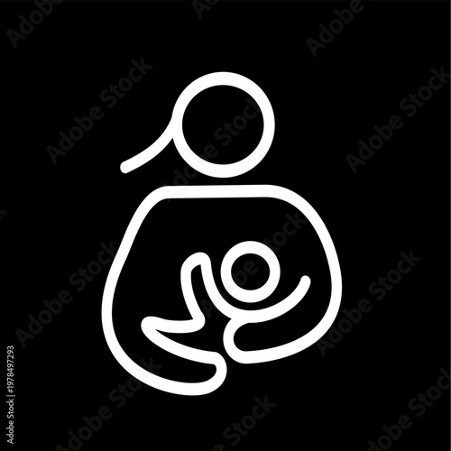 Woman breastfeeding her child icon, Breast feeding. Vector graphic, not Artificial Intelligence, logo illustration. Replaceable vector design.