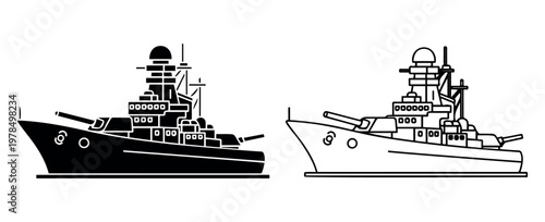 Print Warship icon simple illustration of warship vector icon