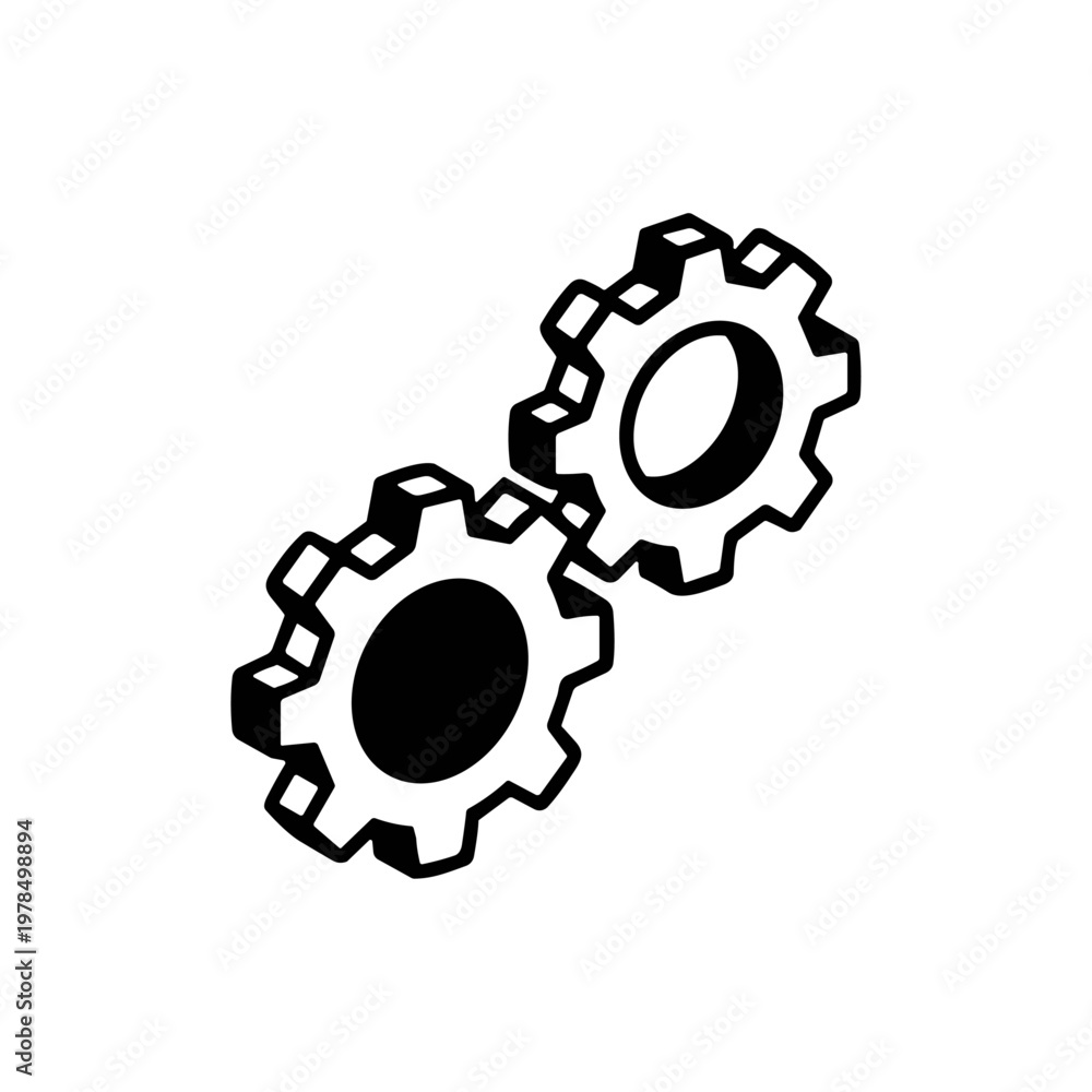 Fototapeta premium Isometric cog gears icon logo flat vector design