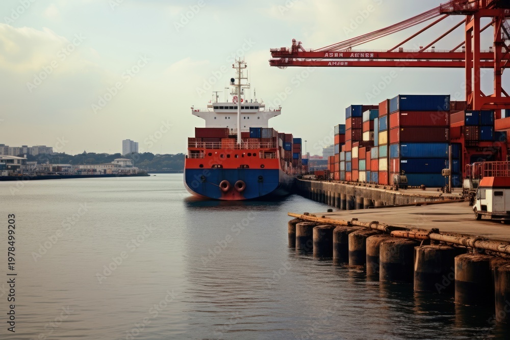 Fototapeta premium Container vehicle ship boat.