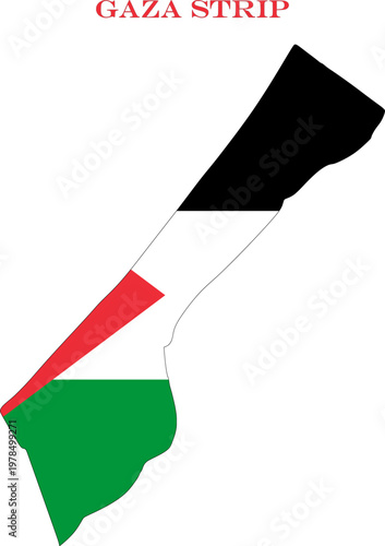 Gaza Strip Map Flag Middle East National Vector Outline Design