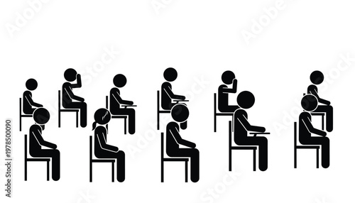 Group of people sitting on chairs in a classroom setting representing a lecture or study session