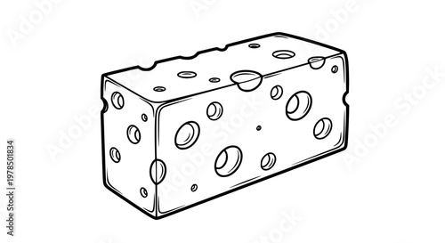 Swiss cheese block vector isolated, cheese with holes, dairy product, gourmet food ingredient, clean design, scalable illustration