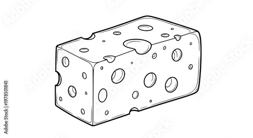 Swiss cheese block vector isolated, cheese with holes, dairy product, gourmet food ingredient, clean design, scalable illustration