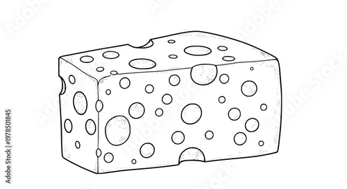 Swiss cheese block vector isolated, cheese with holes, dairy product, gourmet food ingredient, clean design, scalable illustration