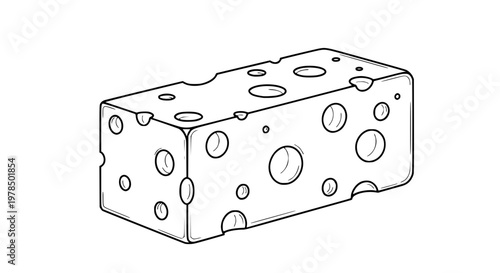 Swiss cheese block vector isolated, cheese with holes, dairy product, gourmet food ingredient, clean design, scalable illustration