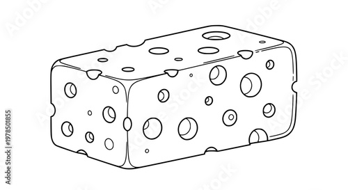 Swiss cheese block vector isolated, cheese with holes, dairy product, gourmet food ingredient, clean design, scalable illustration