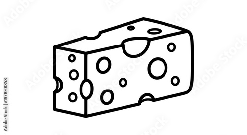 Swiss cheese block vector isolated, cheese with holes, dairy product, gourmet food ingredient, clean design, scalable illustration