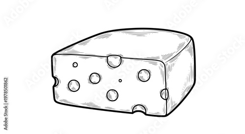 Swiss cheese block vector isolated, cheese with holes, dairy product, gourmet food ingredient, clean design, scalable illustration