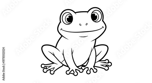 Charming Amphibian Cartoon Grinning with Joy Playful and Delightful Representation Joyful Creature Showing Happiness Positive Vibes