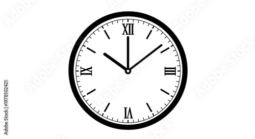 Classic round wall clock showing the time at eleven o'clock.