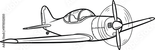 Vintage world war ii fighter plane sketch a classic aviation illustration