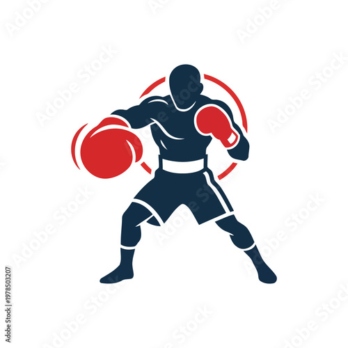 Powerful Right Hook Boxing Fighter Isolated Vector Design