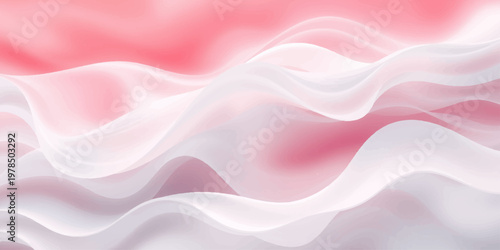 An abstract pink silk background features flowing waves of soft satin fabric with smooth curves and a light textile texture in this elegant vector backdrop design