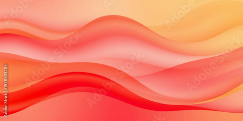 Abstract red background vector illustration featuring soft flowing waves of silk and satin fabric with a smooth pink light curve and wavy textile pattern