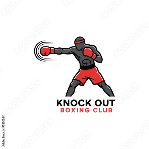 Fighter Delivering Strong Right Hook Motion Vector Illustration