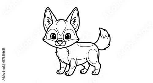 Adorable Hand-Drawn Line Art Depicting a Whimsical Cartoon Canine Companion Ready for Coloring Bringing Joyful Playfulness and a Touch of Nature's Charm to Any Creative Project for Children and Adults