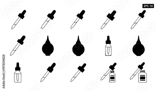 Dropper icon vector collection medical cosmetic pipette set EPS 10