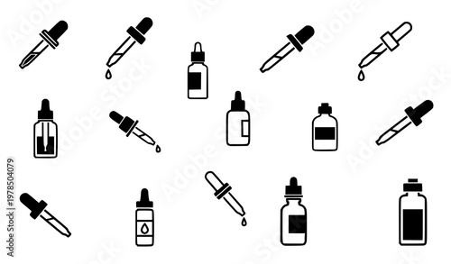 Minimal dropper icon set pipette silhouette vector illustration EPS 10