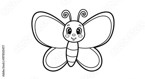 Adorable cartoon butterfly drawing perfect for children's books and educational materials representing transformation and beauty in nature a delightful graphic element for creative projects.