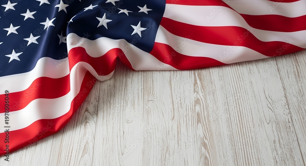 Obraz premium Celebrating flag day close up of a waving american flag on wood