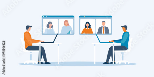 People connecting in a virtual meeting through laptop computers
