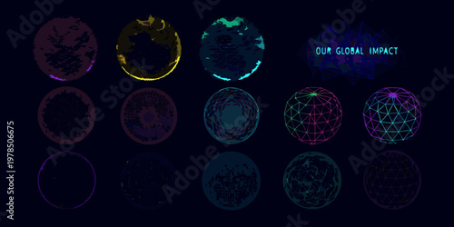 Abstract digital eggs with glowing wireframes and textual overlay