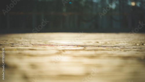 Golden light spills across weathered planks, whispering tales of passing time.